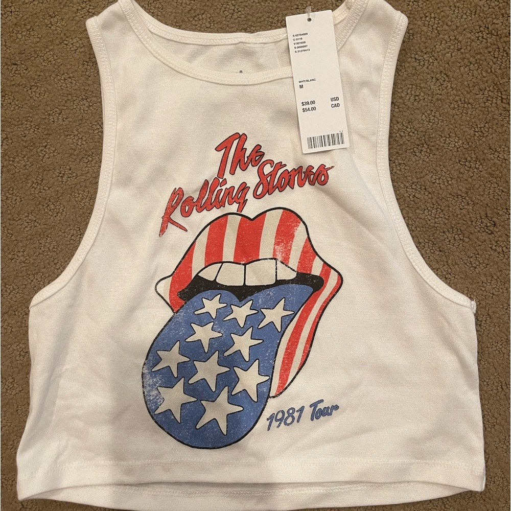 Rolling Stones 1981 Tour Graphic Cropped Tank from Urban Outfitters Women’s Med.
